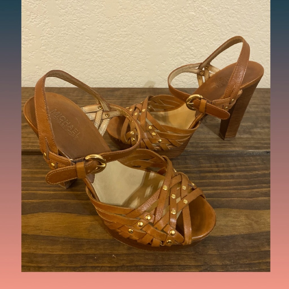 Strappy leather and copper detail sandals